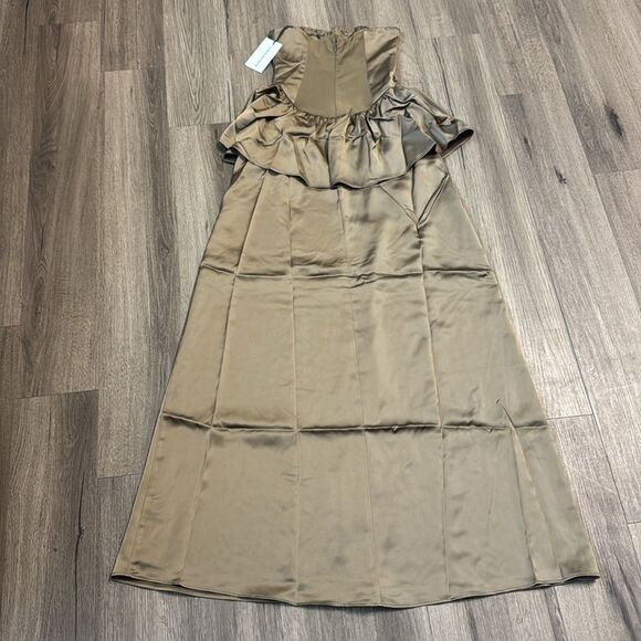 WeWoreWhat Strapless Corset Peplum Maxi Dress Brown 0 - Picture 8 of 10